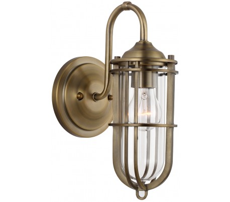 Scholar Badeværelseslampe i stål og glas H22,1 cm 1 x E27 - Poleret krom/Klar med dråbeeffekt