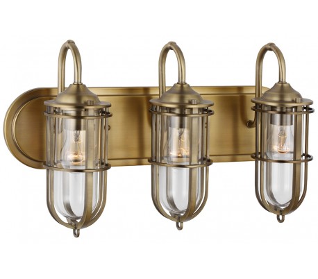 Urban Restoration Badeværelseslampe i stål og glas B51,8 cm 2 x E27 - Antik messing/Klar