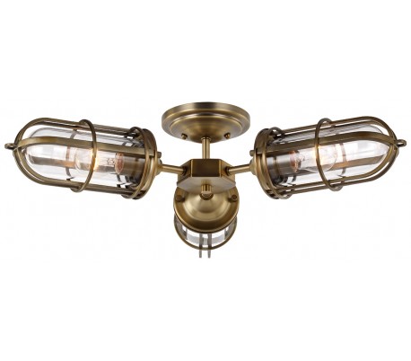 Urban Restoration Badeværelseslampe i stål og glas B54,3 cm 3 x E27 - Antik messing/Klar