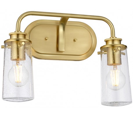 Braelyn Badeværelseslampe i stål og glas B37,4 cm 2 x E27 - Poleret krom/Klar med dråbeeffekt