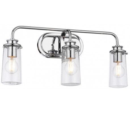 Braelyn Badeværelseslampe i stål og glas B37,4 cm 2 x E27 - Poleret krom/Klar med dråbeeffekt