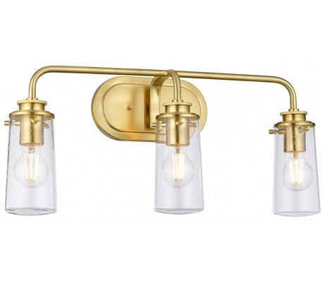 Braelyn Badeværelseslampe i stål og glas B60,3 cm 3 x E27 - Poleret krom/Klar med dråbeeffekt