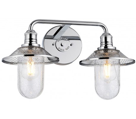 Rigby Badeværelseslampe i stål og glas H30 cm 1 x E27 - Poleret krom/Klar med dråbeeffekt