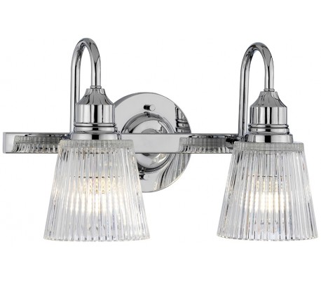 Addison Badeværelseslampe i stål og glas H24,2 cm 1 x G9 LED - Poleret krom/Klar rillet