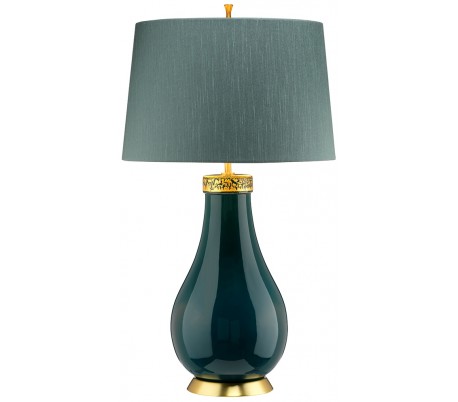 Bexley Bordlampe i keramik og tekstil H56 cm 1 x E27 - Hvid/Børstet messing