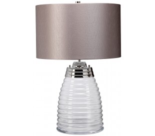 Milne Bordlampe i glas og tekstil H64 cm 1 x E27 - Let røget/Aubergine 2