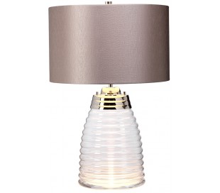 Milne Bordlampe i glas og tekstil H64 cm 1 x E27 - Let røget/Aubergine