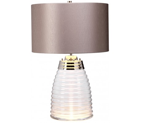 Milne Bordlampe i glas og tekstil H64 cm 1 x E27 - Let røget/Aubergine