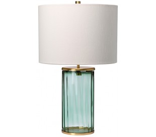 Reno Bordlampe i glas og tekstil H60 cm 1 x E27 - Røget/Aldret messing/Grå 2