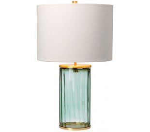 Reno Bordlampe i glas og tekstil H60 cm 1 x E27 - Røget/Aldret messing/Grå