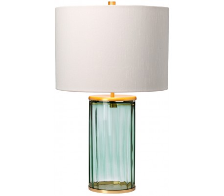 Reno Bordlampe i glas og tekstil H60 cm 1 x E27 - Røget/Aldret messing/Grå