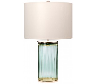 Reno Bordlampe i glas og tekstil H60 cm 1 x E27 - Grøn/Aldret messing/Creme