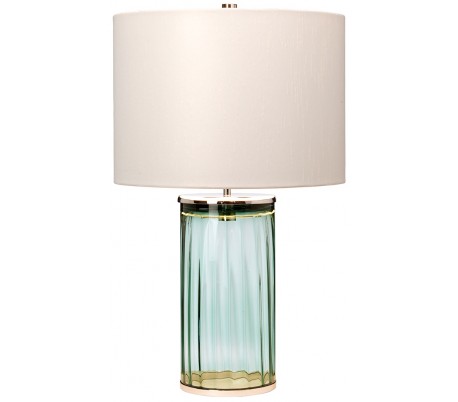 Reno Bordlampe i glas og tekstil H60 cm 1 x E27 - Grøn/Aldret messing/Creme