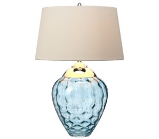 Milne Bordlampe i glas og tekstil H64 cm 1 x E27 - Let røget/Teal