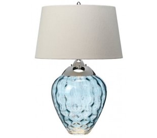 Milne Bordlampe i glas og tekstil H64 cm 1 x E27 - Let røget/Teal 2