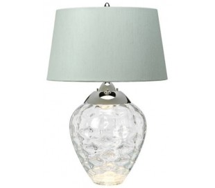 Samara Bordlampe i glas og tekstil H72 cm 1 x E27 + 1 x GU10 LED - Blå/Taupe 2