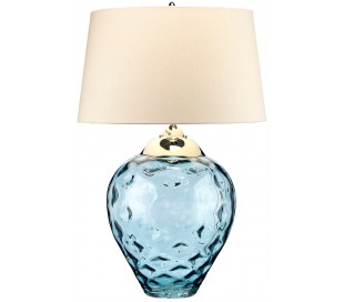 Samara Bordlampe i glas og tekstil H72 cm 1 x E27 + 1 x GU10 LED - Blå/Taupe