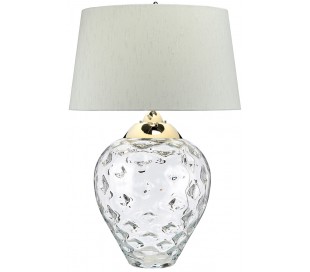 Samara Bordlampe i glas og tekstil H72 cm 1 x E27 + 1 x GU10 LED - Let røget/Chateau duck egg