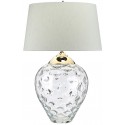 Samara Bordlampe i glas og tekstil H72 cm 1 x E27 + 1 x GU10 LED - Let røget/Chateau duck egg