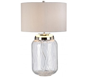 Samara Bordlampe i glas og tekstil H79 cm 1 x E27 + 1 x GU10 LED - Røget/Taupe 2