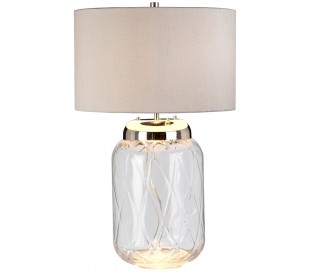 Samara Bordlampe i glas og tekstil H79 cm 1 x E27 + 1 x GU10 LED - Røget/Taupe