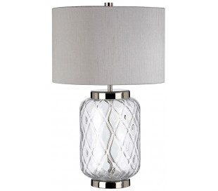 Sola Bordlampe i glas og tekstil H68 cm 1 x E27 + 1 x GU10 LED - Klar/Sølvgrå 2