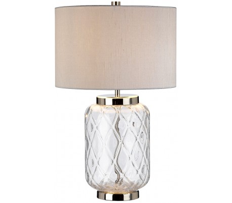 Sola Bordlampe i glas og tekstil H68 cm 1 x E27 + 1 x GU10 LED - Klar/Sølvgrå