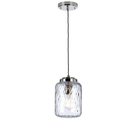 Reno Loftlampe i glas og stål H44 - 229 cm 1 x E27 - Poleret nikkel/Røget