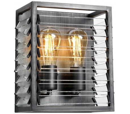 Louvre Loftlampe i glas og stål H31,4 cm 4 x E27 - Gun metal/Klar