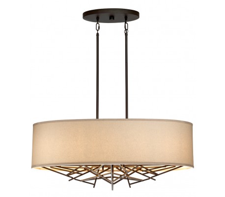 Taiko Loftlampe i stål og tekstil Ø55 cm 4 x E27 - Antik bronze/Natur