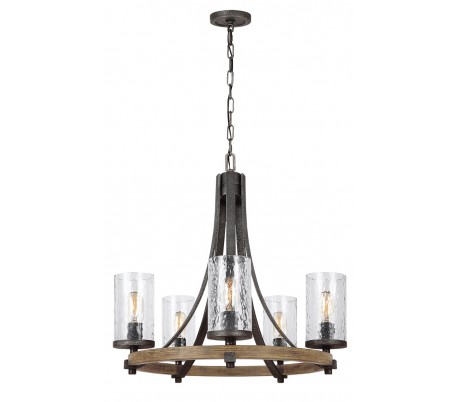 Angelo Væglampe i stål og glas H33 cm 1 x E27 - Antik egetræ/Antik gråsort