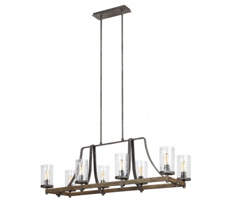 Angelo Lysekrone i stål, egetræ og glas Ø77 cm 6 x E27 - Antik egetræ/Antik gråsort