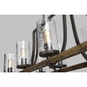 Angelo Lysekrone i stål, egetræ og glas Ø77 cm 6 x E27 - Antik egetræ/Antik gråsort