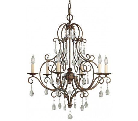 Chateau Lysekrone i stål og glas Ø42 cm 4 x E14 - Antik bronze/Creme