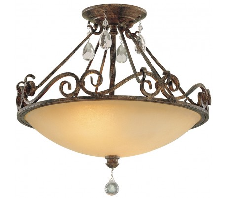 Chateau Lysekrone i stål og glas Ø42 cm 4 x E14 - Antik bronze/Creme