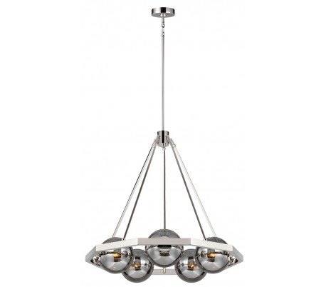 Harper Loftlampe i stål og glas Ø35,2 cm 1 x E14 - Poleret nikkel/Røget