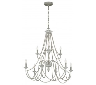 Maryville Lysekrone i stål og træ Ø71 cm 6 x E14 - Antik grå