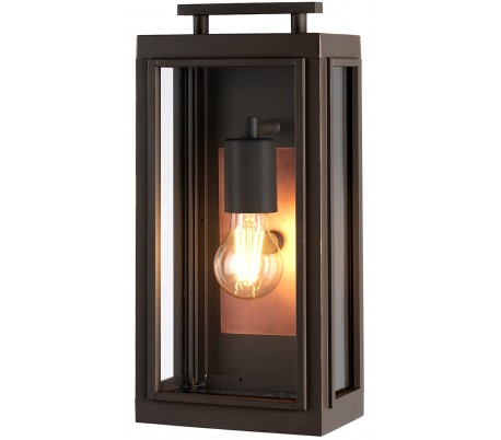 Sutcliffe Væglampe i stål og glas H35,5 cm 1 x E27 - Aldret zink/Antik nikkel/Klar