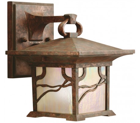 Chance Harbor Væglampe i stål og glas H36,8 cm 1 x E27 - Aldret zink/Klar rillet