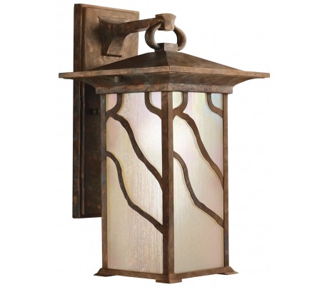 Morris Væglampe i stål og glas H23,7 cm 1 x E27 - Aldret kobber/Olieret glas