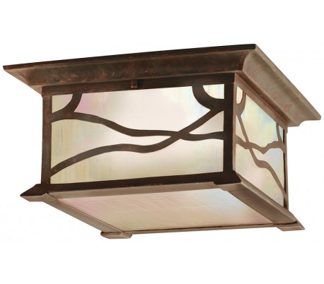 Morris Væglampe i stål og glas H23,7 cm 1 x E27 - Aldret kobber/Olieret glas