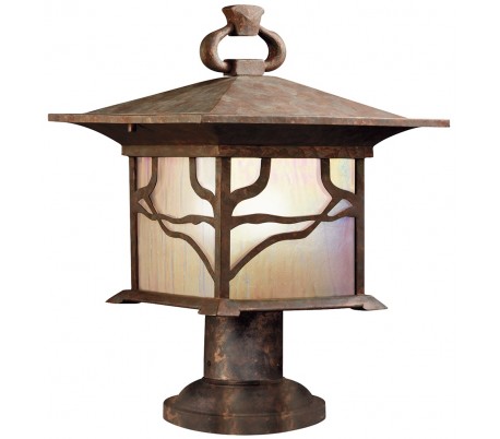 Morris Loftlampe i stål og glas 29,8 x 29,8 cm 2 x E27 - Aldret kobber/Olieret glas