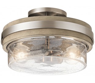 Grand Bank Loftlampe i stål og træ B91,4 cm 5 x E14 - Aldret blik/Antik grå/Klar med dråbeeffekt