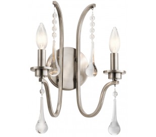 Casa Væglampe i stål og glas H58,6 cm 1 x E27 - Antik sort/Klar med dråbeeffekt