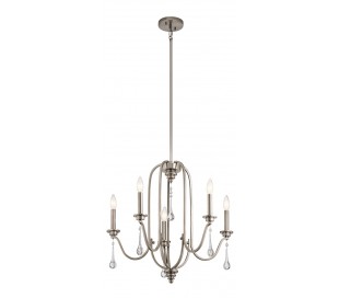 Karlee Lysekrone i stål og glas Ø45,7 cm 3 x E14 - Antik blikgrå/Klar