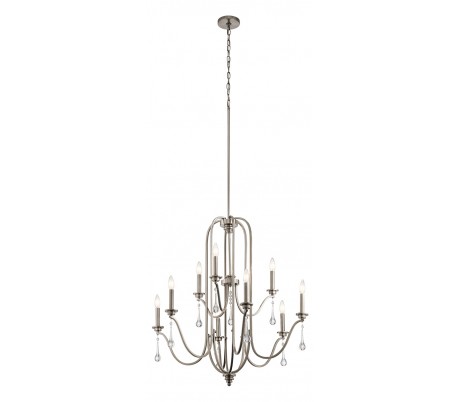 Karlee Lysekrone i stål og glas Ø61 cm 5 x E14 - Antik blikgrå/Klar