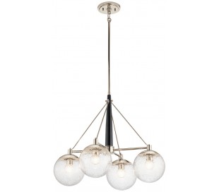 Marilyn Loftlampe i stål og glas Ø19,5 cm 1 x E27 - Sort/Poleret nikkel/Klar med dråbeeffekt