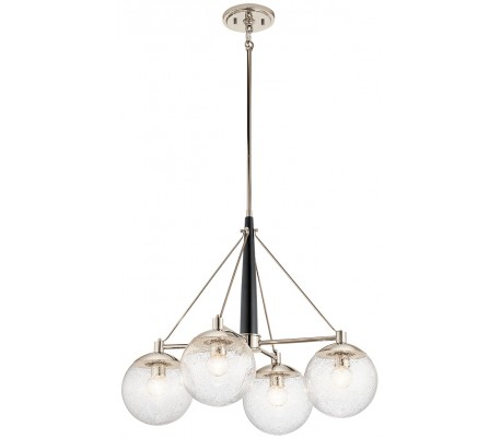 Marilyn Loftlampe i stål og glas Ø19,5 cm 1 x E27 - Sort/Poleret nikkel/Klar med dråbeeffekt