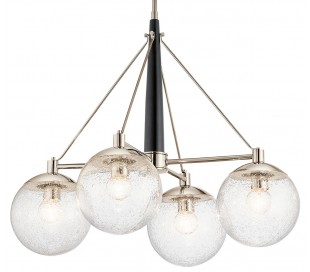 Marilyn Loftlampe i stål og glas Ø19,5 cm 1 x E27 - Sort/Poleret nikkel/Klar med dråbeeffekt 2