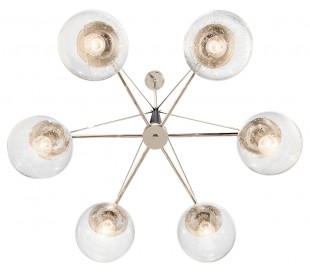 Marilyn Lysekrone i stål og glas Ø70,3 cm 4 x E27 - Sort/Poleret nikkel/Klar med dråbeeffekt 2